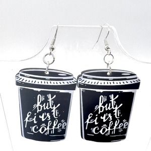 But First, Coffee Earrings - Coffee Lover Gifts - Teacher Earrings - Funny Earri